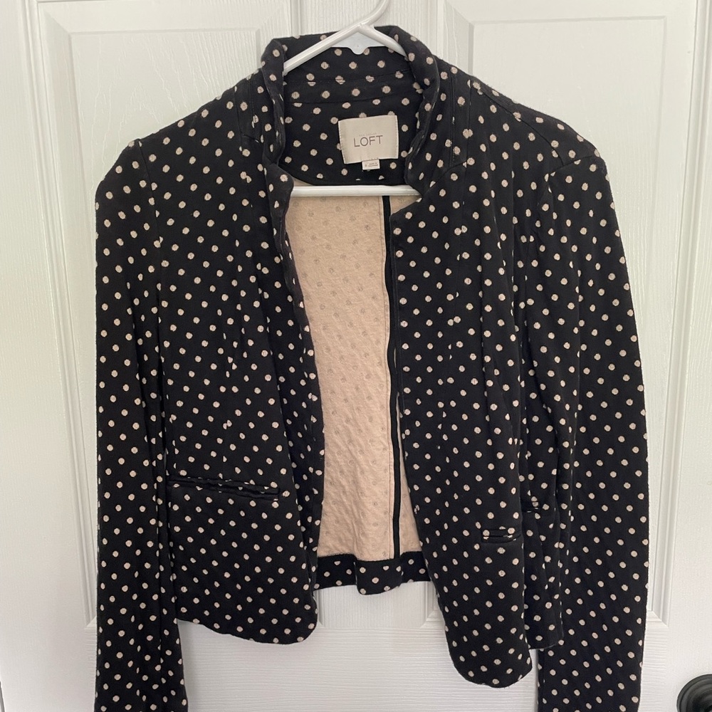 Loft Polka Dot Cropped Blazer
